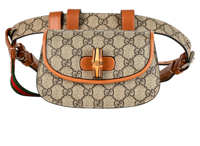 Horsebit Bamboo Belt Bag, &pound;695, Handbags, Beige, Canvas/Leather, Front view